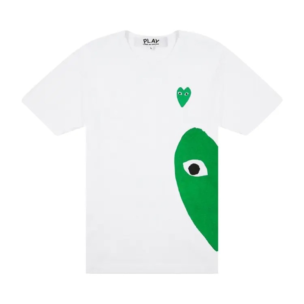 NWOT Comme Des Garçon PLAY Half Green Vertical Heart Shirt
